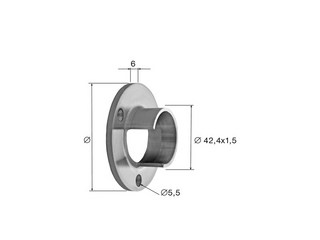 Väggfäste för notrör 42,4mm, AISI  304